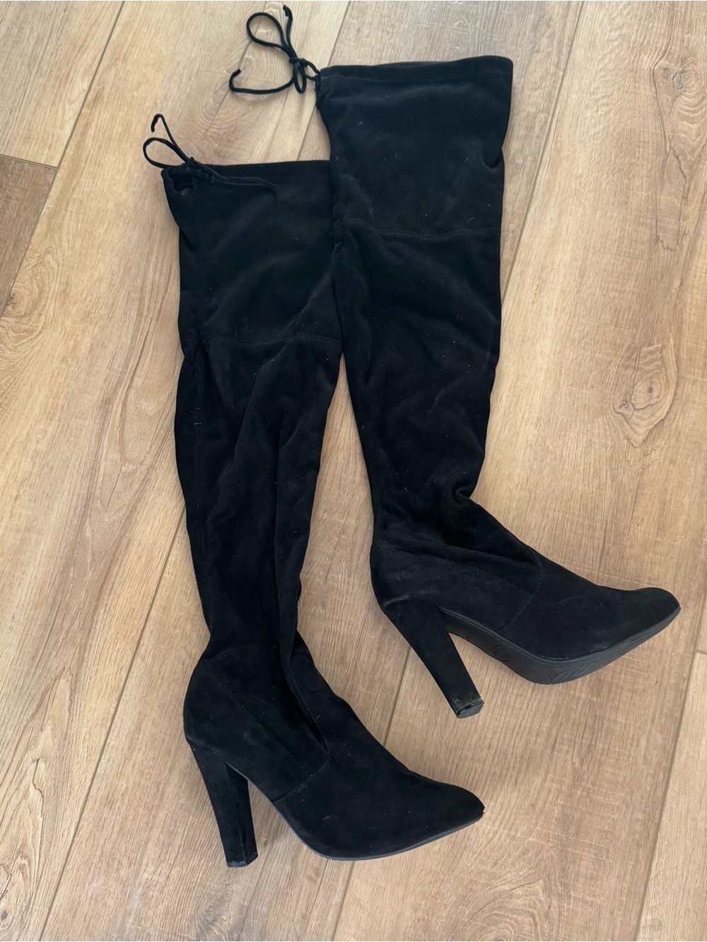 Steve Madden Black Over-the-Knee Suede High Heel Boots